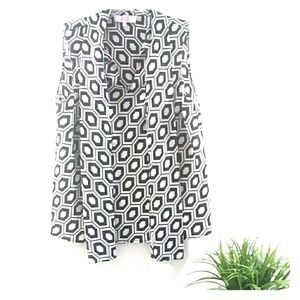 Women Nine and Co. Black/ White XL Tie Neck Blouse